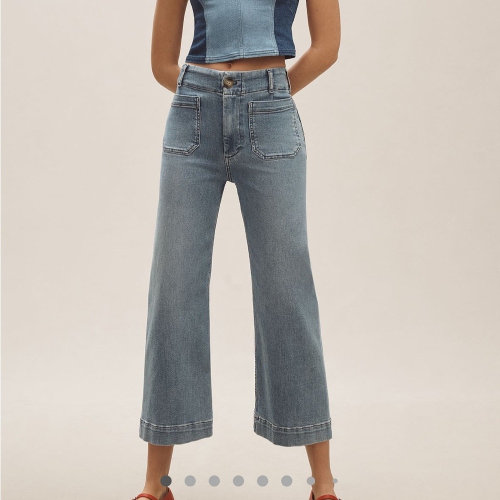 Maeve Colette Cropped High Rise Wide Leg Jeans Korat Wash 27